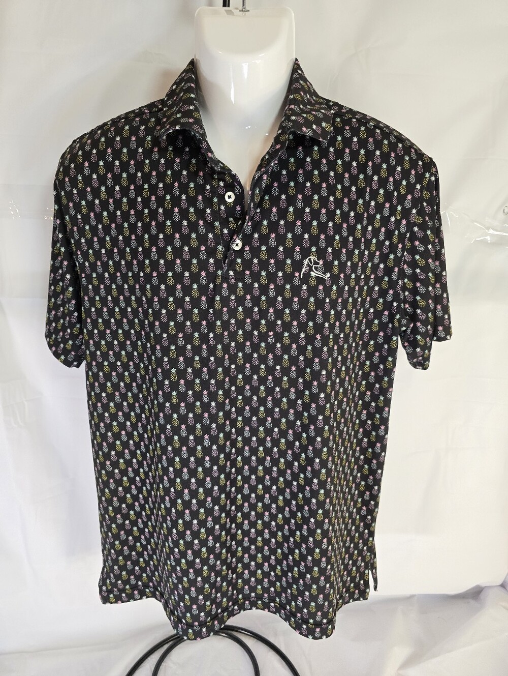 Rhoback Men's Medium Black  "The Big Kahuna" Performance Golf Polo Shirt